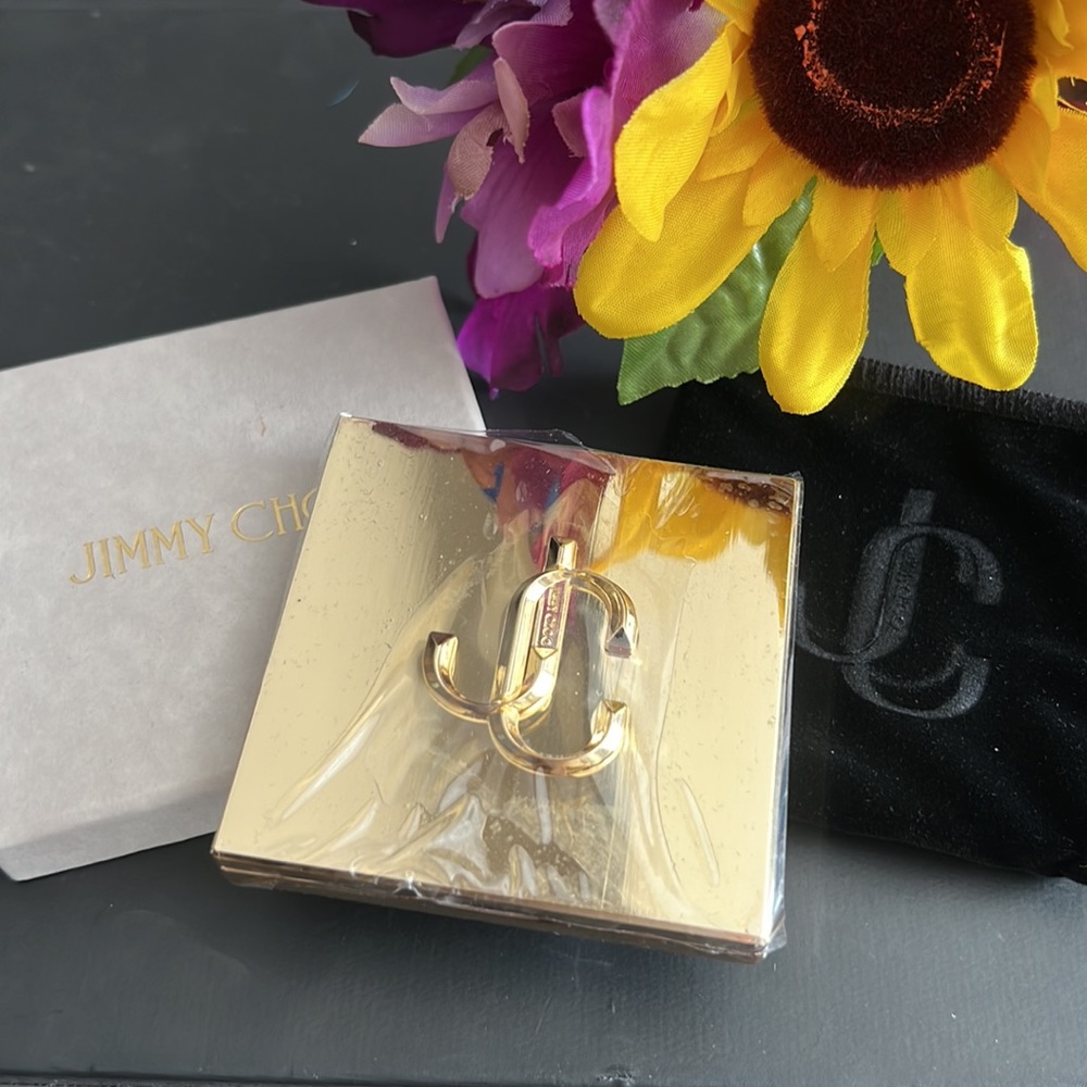 🌸 JIMMY CHOO Gold Logo Double Compact Mirror BNIB